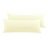PiccoCasa 2 confezioni di federe per cuscino per il corpo, 100% microfibra spazzolata, federe per cuscino per il corpo con chiusura a cerniera, per cuscini lunghi, crema 50 x 120 cm.
