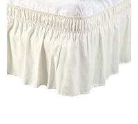 PiccoCasa - Biancheria da letto con coprirete elastica arricciata per letto super king size, mantovana giroletto in microfibra spazzolata con volant con ruches: 38 cm (200 x 200 cm, beige)