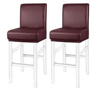 PiccoCasa Confezione da 2 coperture impermeabili per sgabelli da bar, per sedie da pranzo, casa, cucina, sala da pranzo, pub, banconi di casa, in morbida pelle sintetica, rimovibile, colore: bordeaux