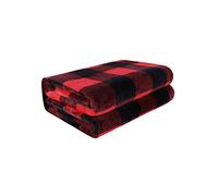 PiccoCasa, Coperta in pile di flanella, morbida decorativa, leggera, in peluche, per divano, letto e per animali domestici, 76 x 101 cm, per animali, colore scarlatto e nero a quadri scozzesi