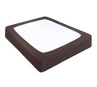 PiccoCasa Copertura a molle in tessuto elasticizzato avvolgente su 4 lati, senza pieghe, per la casa, coprimaterasso elastico per materassi fino a 35,6 cm, marrone, super king