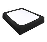 PiccoCasa Copertura a molle in tessuto elasticizzato avvolgente su 4 lati, senza pieghe, per la casa, coprimaterasso elastico per materassi fino a 35,6 cm, nero, super king