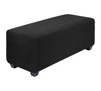 PiccoCasa Copertura per pouf alta elasticizzata con fondo elastico, in morbido tessuto jacquard, a quadretti piccoli, rettangolare, per sgabelli, mobili, nero, S
