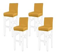 PiccoCasa - Coperture elastiche per sgabello da bar, coperture per sedia senza braccioli, coprisedia per sgabelli per pub e piano di lavoro in cucina, con fascia elastica, color oro, 4 pezzi