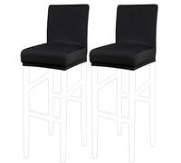 PiccoCasa - Coperture elastiche per sgabello da bar, coperture per sedia senza braccioli, coprisedia per sgabelli per pub e piano di lavoro in cucina, con fascia elastica, colore nero, 2 pezzi
