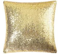 PiccoCasa - Federa per cuscino con paillettes, 45 x 45 cm, decorazione glitterata, quadrata in raso scintillante per soggiorno, decorazione di nozze, colore: Oro