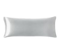 PiccoCasa Federa per cuscino in raso per capelli e pelle, lussuosa federa lunga in raso di seta liscia e morbida federa per cuscino con chiusura a cerniera, grigio argento, 1,2 m