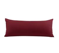 PiccoCasa Federa per cuscino per il corpo con chiusura a cerniera, federa per cuscino in microfibra spazzolata serie 1800, morbide federe lunghe per cuscini per il corpo, bordeaux, 50 x 120 cm.