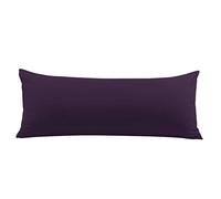 PiccoCasa Federa per cuscino per il corpo con chiusura a cerniera, federa per cuscino in microfibra spazzolata serie 1800, morbide federe lunghe per cuscini per il corpo, melanzana, 50 x 140 cm.