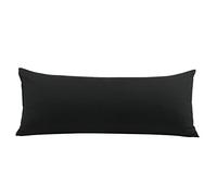 PiccoCasa Federa per cuscino per il corpo con chiusura a cerniera, federa per cuscino in microfibra spazzolata serie 1800, morbide federe lunghe per cuscini neri per il corpo, 50 x 180 cm/ 6 piedi.