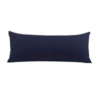 PiccoCasa Federa per cuscino per il corpo con chiusura a cerniera, federa per cuscino in microfibra spazzolata serie 1800, morbide federe lunghe per cuscini per il corpo blu navy 50 x 120 cm/ 4ft.
