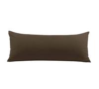PiccoCasa Federa per cuscino per il corpo con chiusura a cerniera, federa per cuscino in microfibra spazzolata serie 1800, morbide federe lunghe per cuscini per il corpo, marrone, 50 x 180 cm.