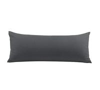PiccoCasa - Federa per cuscino per il corpo con chiusura a cerniera, serie 1800, in microfibra spazzolata, morbide federe lunghe per cuscini per il corpo, grigio 50 x 140 cm / 4,6 piedi.