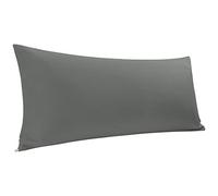 PiccoCasa Federa per cuscino per il corpo, in cotone egiziano, 300 fili, super morbida e traspirante, lunga federa con chiusura a cerniera, grigio scuro, 50,8 x 182,9 cm/1,8 m