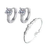Piccola 8 Perla Larghezza Gioielli Gioielli Ear Clip Inlaid Zircon Gioielli Bracciale Rosa Amanti Anelli, One Size*1+One Size*1, Rame, Nessuna pietra preziosa