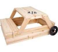 Small Foot gruppo di sedili e tavolo da esterno, in legno, sabbiera 3-in1 per bambini, da spingere, 12420, Spielhöhe 46 cm, Sitzhöhe ca. 25 cm