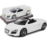 Piccola auto decappottabile bianca con meccanismo a carica 1:18