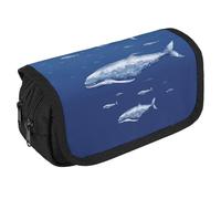 Piccola balena blu portamatite da nuoto organizer di grande capacità astuccio carino con 3 scomparti forniture per ufficio grandi tasche per matite con cerniera astuccio in tessuto per adulti