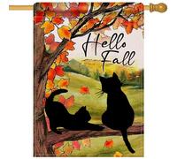 Piccola bandiera Cat Maple Tree Country Fall Bandiera Personalizzata