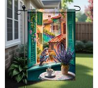 Piccola bandiera Cozy Coffee Bird Lavender Window View Spring Summer