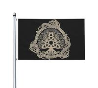 Piccola Bandiera Da Cortile 90X150Cm Old Viking Norse Mythology Tree Of Life Bandieras Pirati All'Aperto Bandierine Per La Fattoria All'Aperto, Barca, Cortile