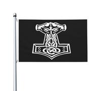 Piccola Bandiera Da Cortile 90X150Cm Viking Norse Mythology Hammer Magic Rune Bandierine Poliestere Bandiera Personalizzata Per Giardino, Cortile, La Fattoria All'Aperto