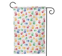 Piccola bandiera da giardino colorata a forma di mano arcobaleno stampa su entrambi i lati verticale bandiera da cortile di benvenuto 31 x 45 cm decorazione esterna
