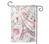 Piccola bandiera da giardino con cane e rimorchio di Parigi stampa su entrambi i lati verticale bandiera da cortile 31 x 45 cm decorazione esterna