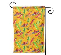 Piccola bandiera da giardino con cappello di cactus e peperoncino stampa su entrambi i lati verticale bandiera da cortile di benvenuto 31 x 45 cm decorazione esterna