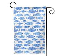 Piccola bandiera da giardino con pittura di pesce stampa doppia faccia verticale benvenuto bandiera cortile 31 x 45 cm decorazione esterna