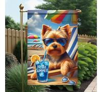 Piccola bandiera Dog With Sunglasses Blue Drink Beach Chair Umbrella