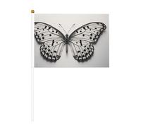 Piccola bandiera nera e bianca con stampa a farfalla, per sfilate, martedì grasso, striscione personalizzato (6 pezzi)