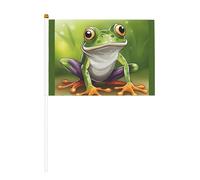 Piccola bandiera portatile a forma di rana dei cartoni animati per giochi sportivi e festival decorazione bandiera parata 14 x 20,8 cm