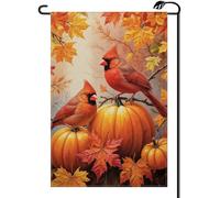 Piccola bandiera Red Pumpkins Maple Leaves Autumn Thanksgiving Flower