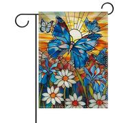 Piccola bandiera Stained Glass Butterfly Daisy And Iris Botanical Flower