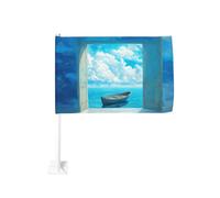 Piccola barca in una porta aperta bandiera auto finestra esterna clip 30x45 cm doppio lato auto decorazione