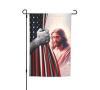 Piccola Benvenuto Bandiera 30X45Cm Usa American And Christ Faith God Jesus Banner Di Benvenuto Bifacciale Bandierina Da Cortile Per All'Aperto, Balcone, Vacanza
