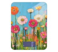 Piccola bilancia da viaggio con fiori dai colori vivaci, facile da pulire, 5 kg/5 g, per cucina con 4 unità per dieta dimagrante (batterie non incluse)
