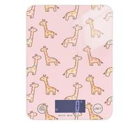 Piccola bilancia per alimenti a forma di giraffa, colore rosa, facile da pulire, 5 kg/5 g, per grammi e once, con 4 unità per la preparazione di sapone e arrosto (batterie non incluse)