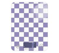 Piccola bilancia per alimenti a quadri americani viola e bianca, per la perdita di peso, per cucina, 5 kg/5 g, bilancia digitale con 4 unità per dieta espresso (batterie non incluse)