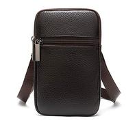 Piccola Borsa a Spalla Uomo per Cellulare Caffè, Borsa da Uomo da Cintura Sacchetto per Cellulari, 6.5" Multifunzione Crossbody Messenger Bag Borsello Tracolla Pelle Borsetta di Trekking Outdoor Sport