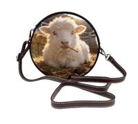 Piccola borsa a tracolla alla moda rotonda per borse a tracolla da viaggio eleganti da donna, Ritratto di agnello, Taglia unica
