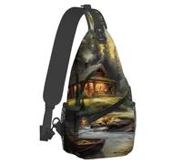 Piccola borsa a tracolla con grazioso motivo pastorale per uomo e donna, borsa a tracolla leggera, zaino antifurto con tracolla regolabile per attività all'aperto, sport, escursionismo e viaggi.