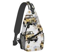 Piccola borsa a tracolla con motivo a camioncino dei cartoni animati per uomo e donna, borsa a tracolla leggera, zaino antifurto con tracolla regolabile per attività all'aperto, sport, escursionismo e
