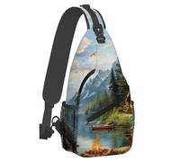 Piccola borsa a tracolla con motivo paesaggistico pastorale per uomo e donna, leggera, a tracolla, antifurto, con tracolla regolabile, ideale per attività all'aperto, sport, escursionismo e viaggi.