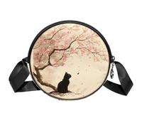 Piccola borsa a tracolla con stampa della dea del sole borse a tracolla per telefono cellulare con grande capacità e tracolla regolabile per donne e ragazze, Gatto Peach Blossom, 7x1.8 in