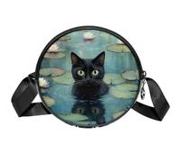 Piccola borsa a tracolla con stampa della dea del sole borse a tracolla per telefono cellulare con grande capacità e tracolla regolabile per donne e ragazze, Ninfee per gatti, 7x1.8 in