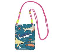 Piccola borsa a tracolla con stampa di squalo a vela, borsa a tracolla per cellulare, portafoglio con tracolla regolabile, da donna, Fucusia, Taglia unica