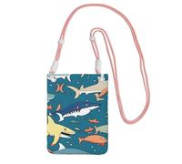 Piccola borsa a tracolla con stampa di squalo a vela, borsa a tracolla per cellulare, portafoglio con tracolla regolabile, da donna, Rosa, Taglia unica