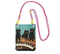 Piccola borsa a tracolla da donna borsa per telefono cellulare impermeabile borsa per telefono gatti sdraiati sul pianoforte tastiera portafoglio borsette marsupio, fucusia, taglia unica